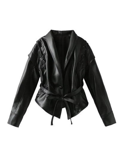 Madonna leather jacket with tie belt 3