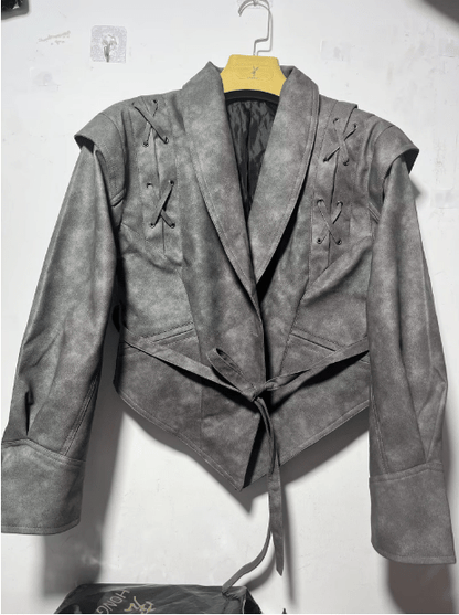 Madonna leather jacket with tie belt 5