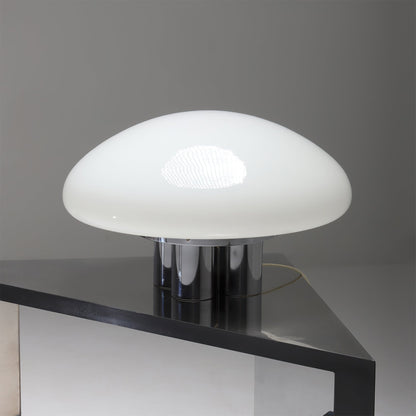 SilverAura – Lampada da Tavolo Bianca con Base in Cromo