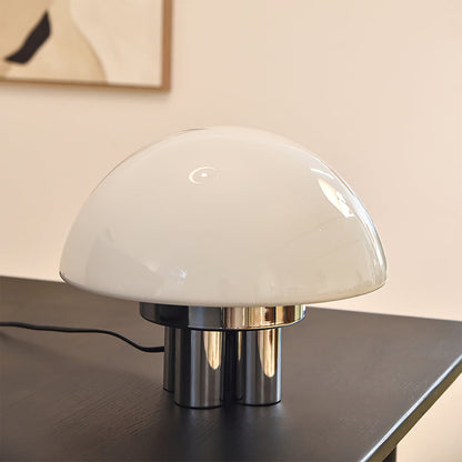 SilverAura – Lampada da Tavolo Bianca con Base in Cromo