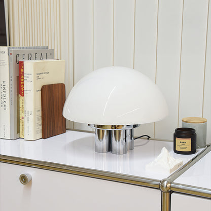 SilverAura – Lampada da Tavolo Bianca con Base in Cromo