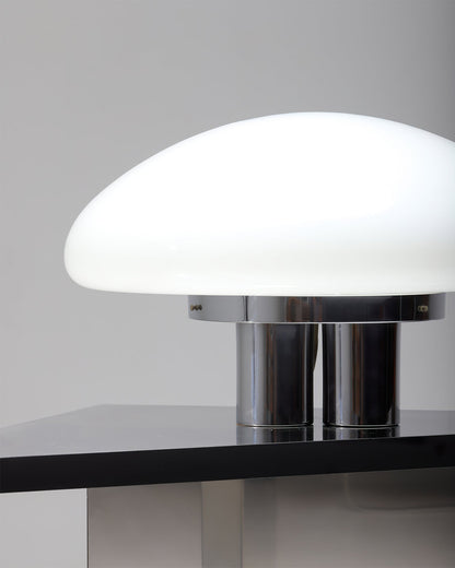 SilverAura – Lampada da Tavolo Bianca con Base in Cromo