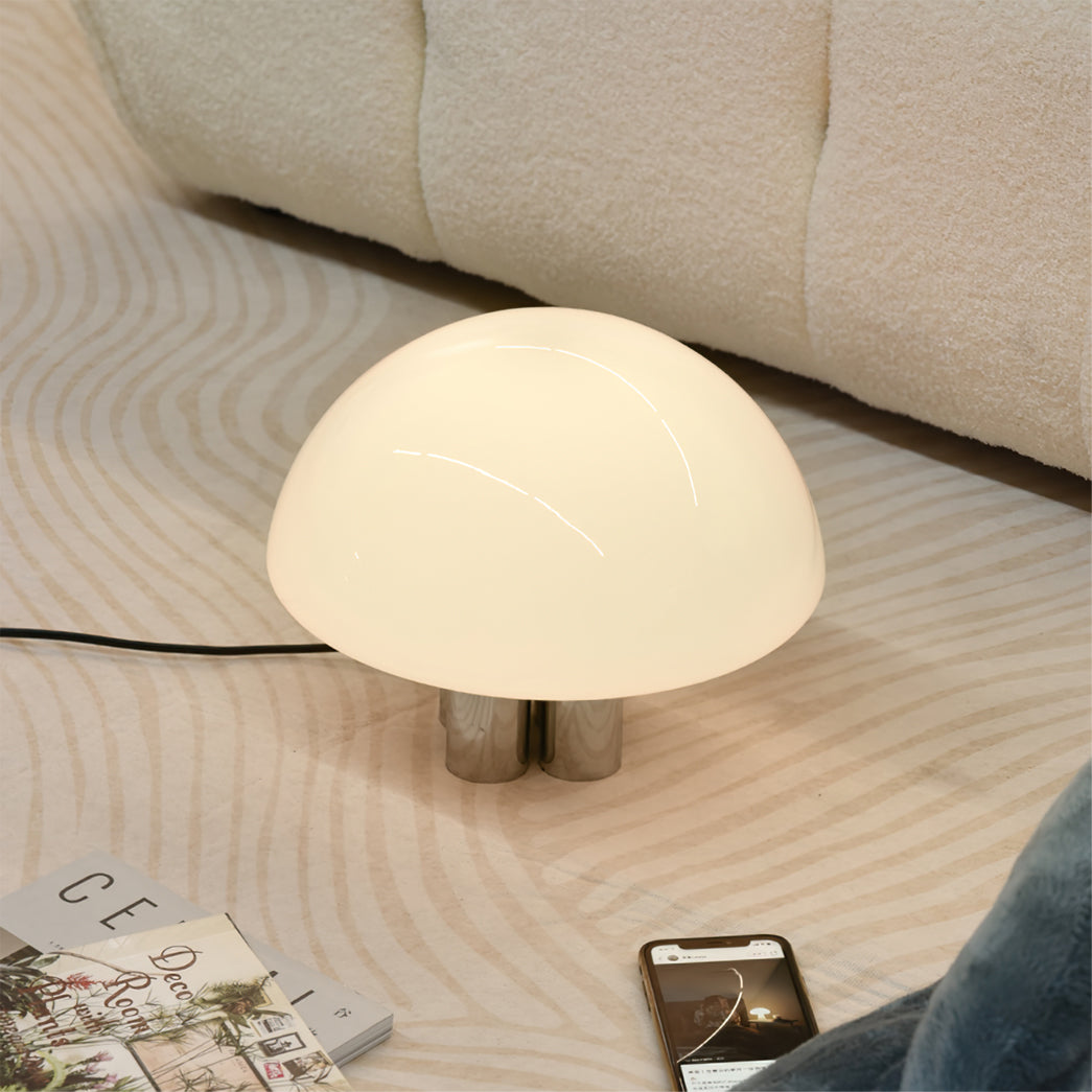 SilverAura – Lampada da Tavolo Bianca con Base in Cromo