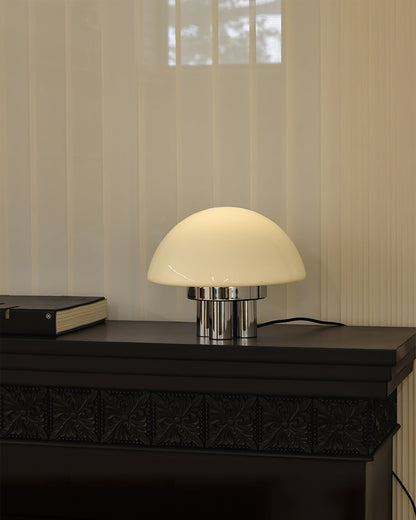 SilverAura – Lampada da Tavolo Bianca con Base in Cromo