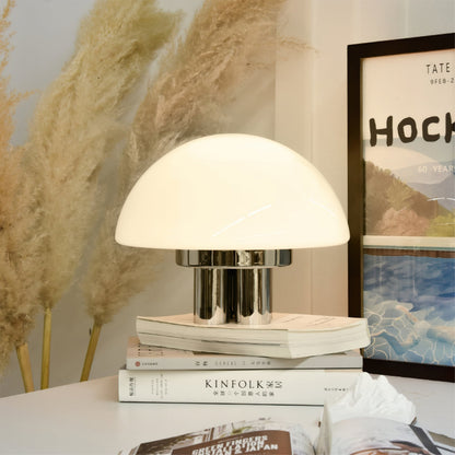 SilverAura – Lampada da Tavolo Bianca con Base in Cromo