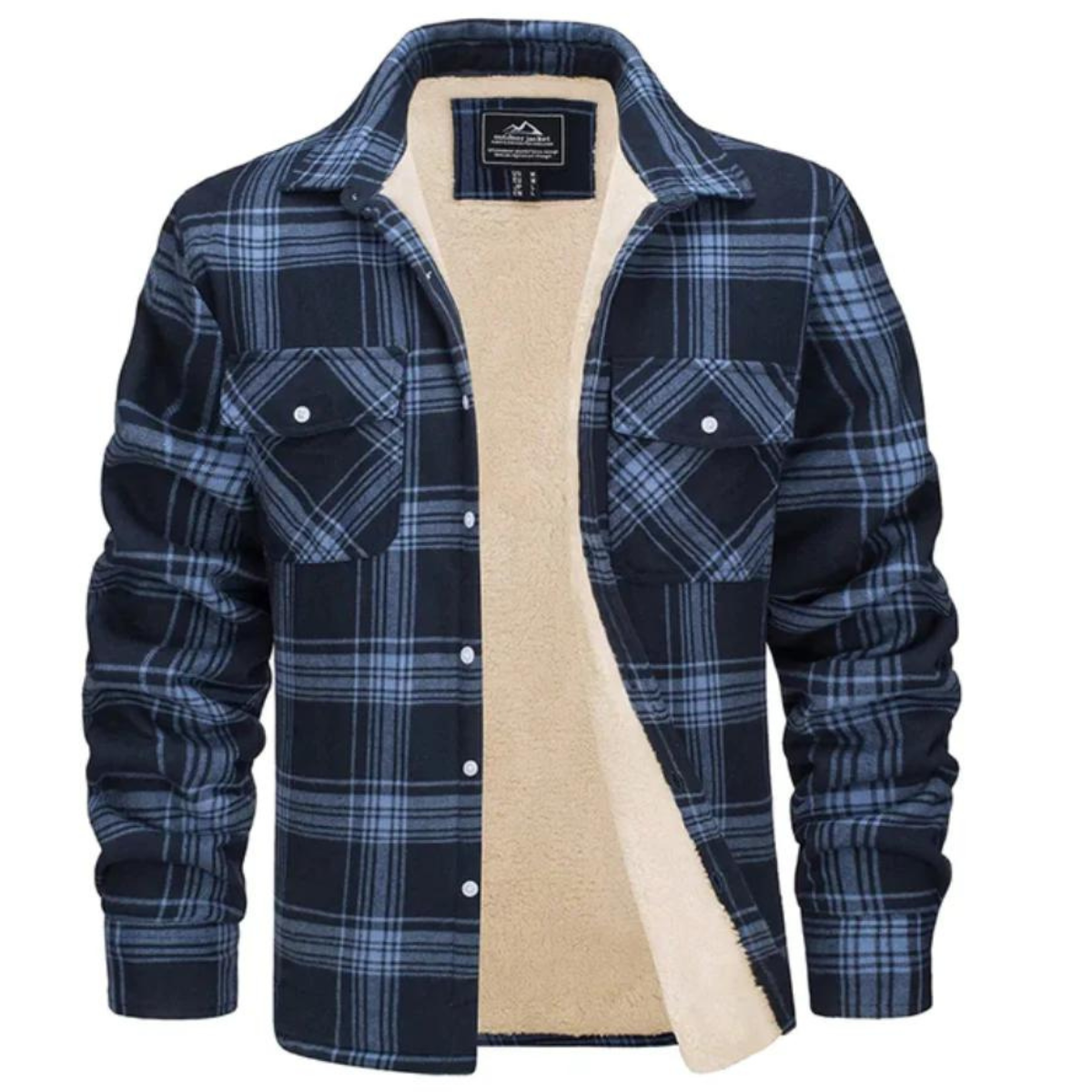 Men's Checked Winter Coat with Plush Lining 5