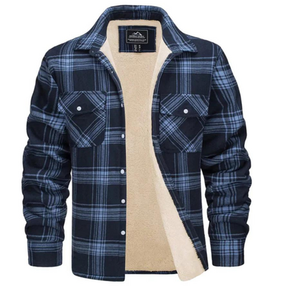 Men's Checked Winter Coat with Plush Lining 5