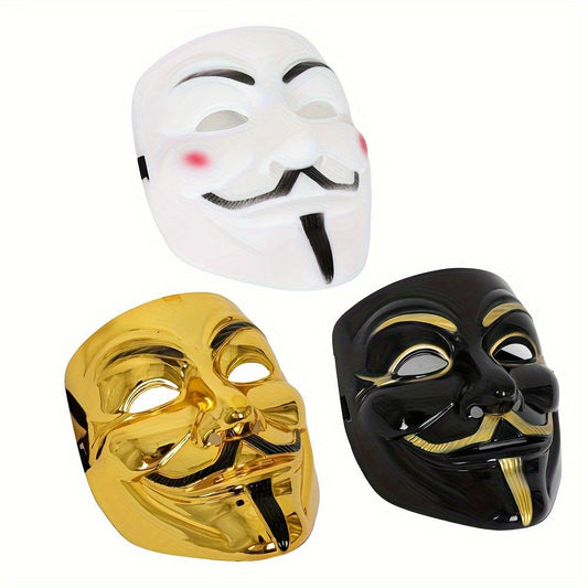 Men’s Full Face Plastic Halloween Mask | Anonymous Cosplay 0
