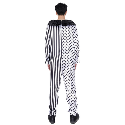 Men’s Funny Halloween Clown Costume Jumpsuit | Polka Dot Striped 3