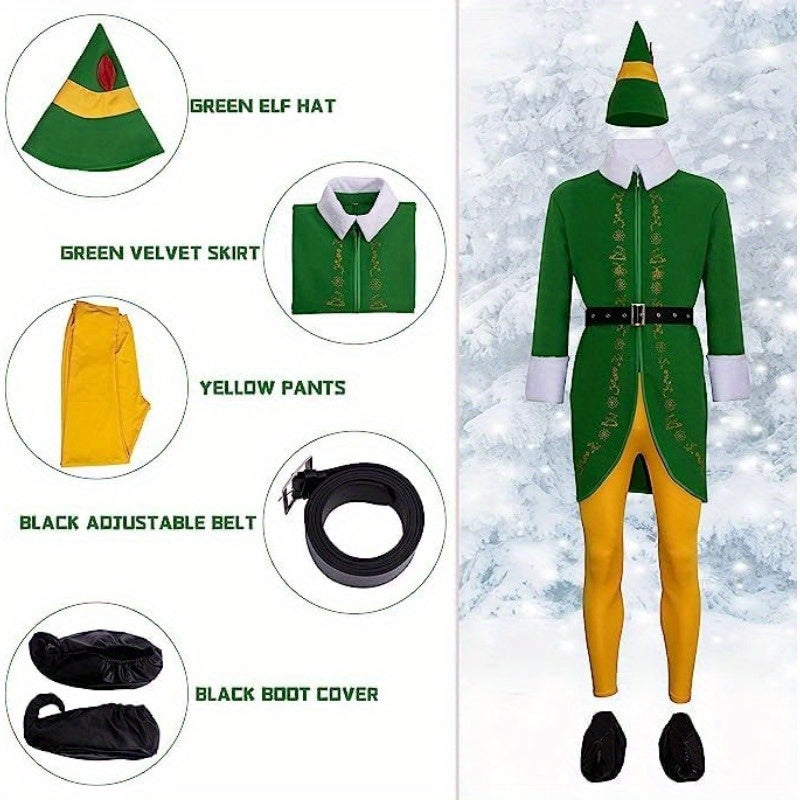 Men's Funny Long Sleeve Halloween Elf Costume | Holiday Wear 5