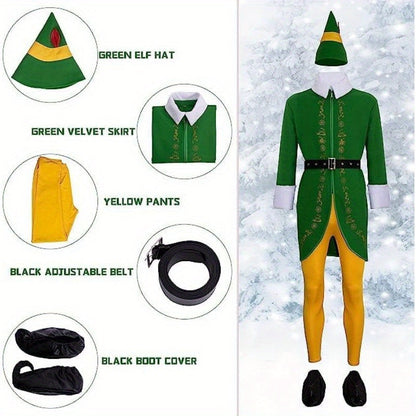 Men's Funny Long Sleeve Halloween Elf Costume | Holiday Wear 5