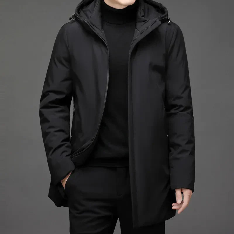 Men's Hooded Zipper Long Winter Jacket | Warm 3