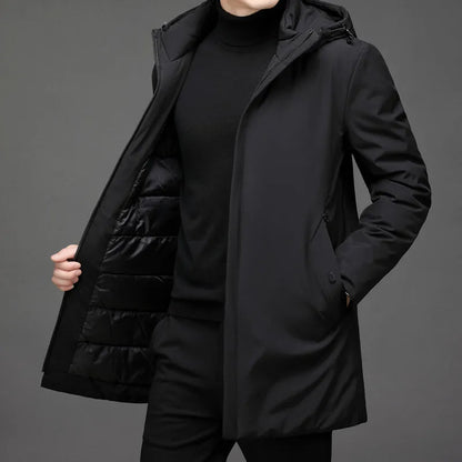 Men's Hooded Zipper Long Winter Jacket | Warm 4