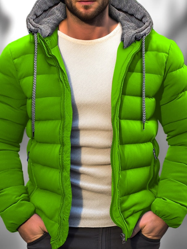 Men's Lightweight Insulated Winter Coat with Zipper Hood and Adjustable Drawstring 5