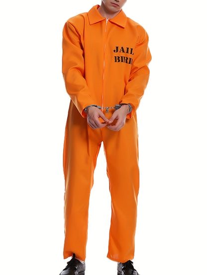 Men’s Long Sleeve Halloween Prisoner Costume Jumpsuit | Funny 1