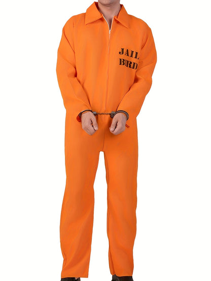 Men’s Long Sleeve Halloween Prisoner Costume Jumpsuit | Funny 2