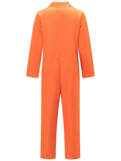 Men’s Long Sleeve Halloween Prisoner Costume Jumpsuit | Funny 4