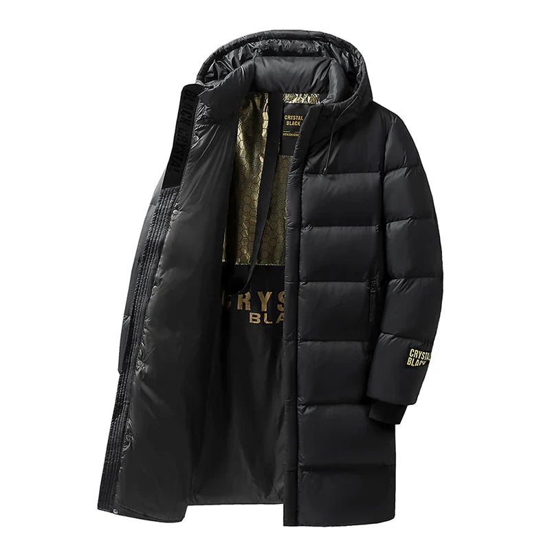 Men's Long Winter Down Jacket, Premium Insulation, Casual Design, Stretch Fit, Durable Nylon 0
