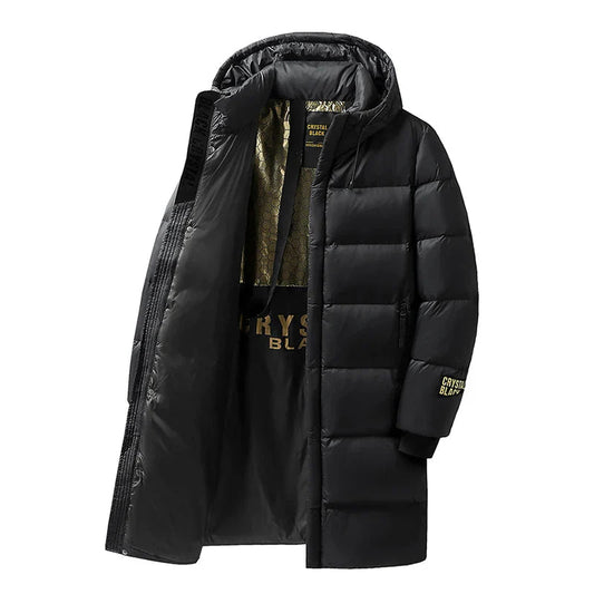 Men's Long Winter Down Jacket, Premium Insulation, Casual Design, Stretch Fit, Durable Nylon 0