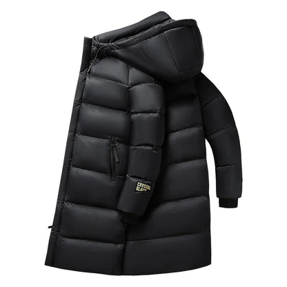 Men's Long Winter Down Jacket, Premium Insulation, Casual Design, Stretch Fit, Durable Nylon 3