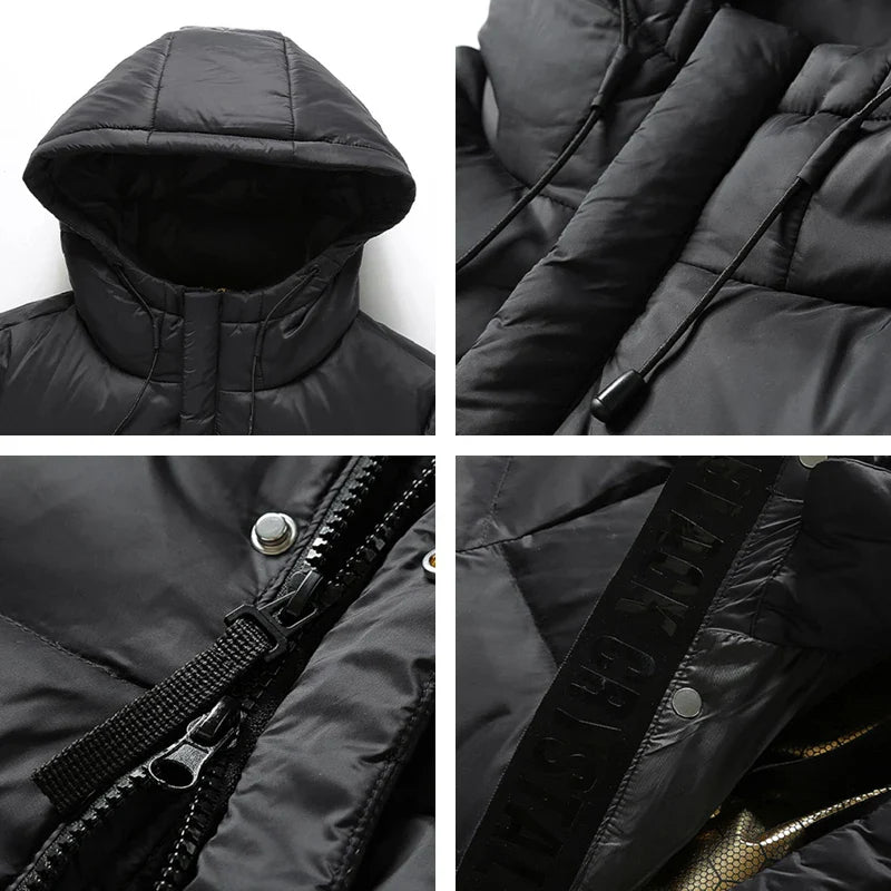 Men's Long Winter Down Jacket, Premium Insulation, Casual Design, Stretch Fit, Durable Nylon 4