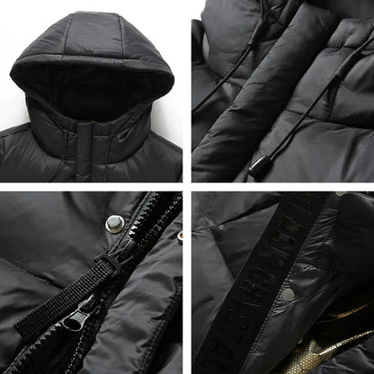 Men's Long Winter Down Jacket, Premium Insulation, Casual Design, Stretch Fit, Durable Nylon 4