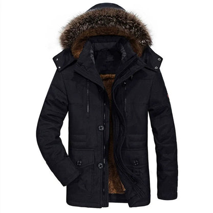 Men's Plush Lined Parka Jacket with Detachable Hood – Warm Winter Jacket for Men 0
