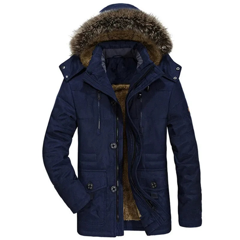 Men's Plush Lined Parka Jacket with Detachable Hood – Warm Winter Jacket for Men 1