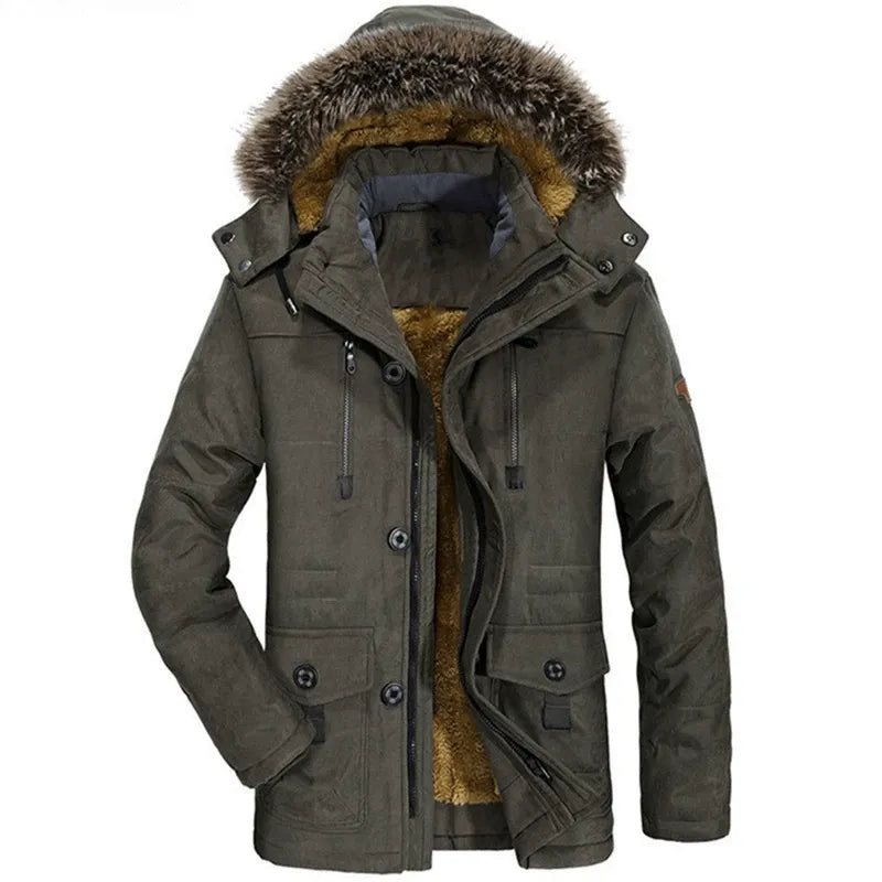 Men's Plush Lined Parka Jacket with Detachable Hood – Warm Winter Jacket for Men 3