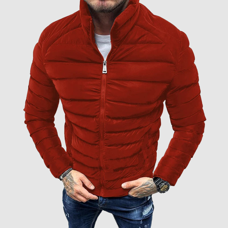 Men's Quilted Puffer Jacket with High Collar – Lightweight Fitted Winter Coat for Cold Weather 3