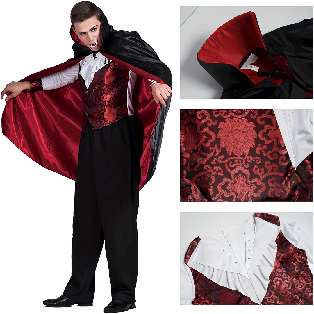 Men’s Scary Vampire Halloween Costume | Gothic Long Cape 1