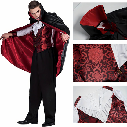 Men’s Scary Vampire Halloween Costume | Gothic Long Cape 1