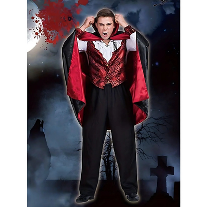 Men’s Scary Vampire Halloween Costume | Gothic Long Cape 2
