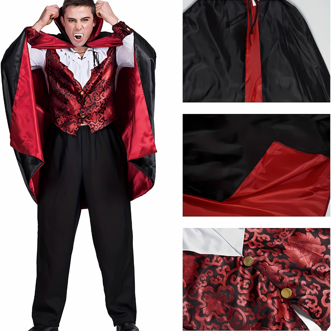 Men’s Scary Vampire Halloween Costume | Gothic Long Cape 3