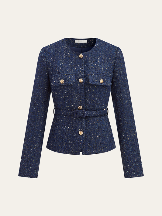 Metallic Button Tweed Jacket 0