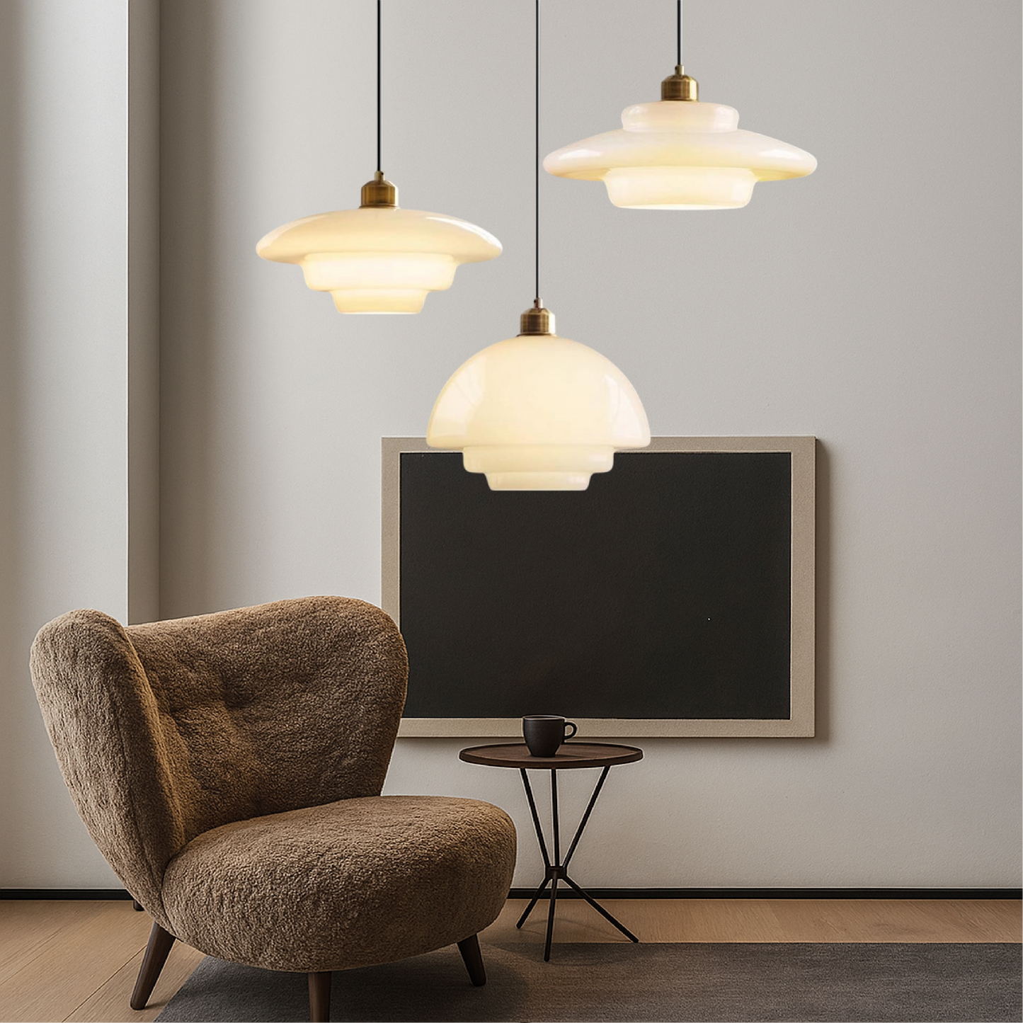Milky white glass pendant lamp 1
