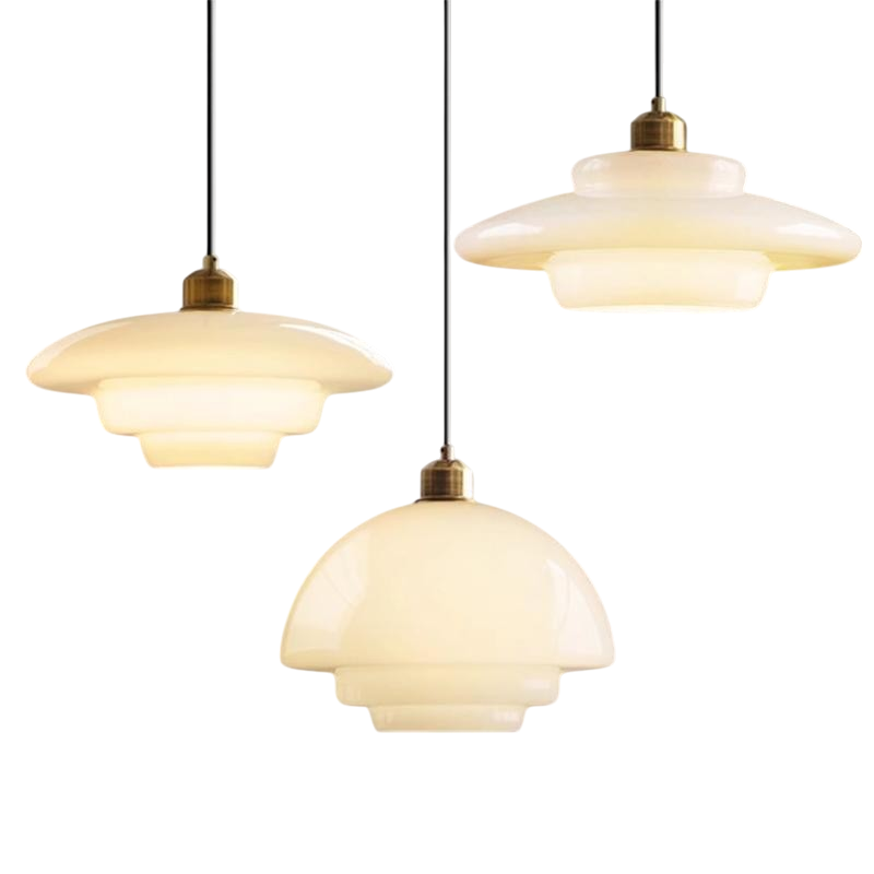 Milky white glass pendant lamp 6