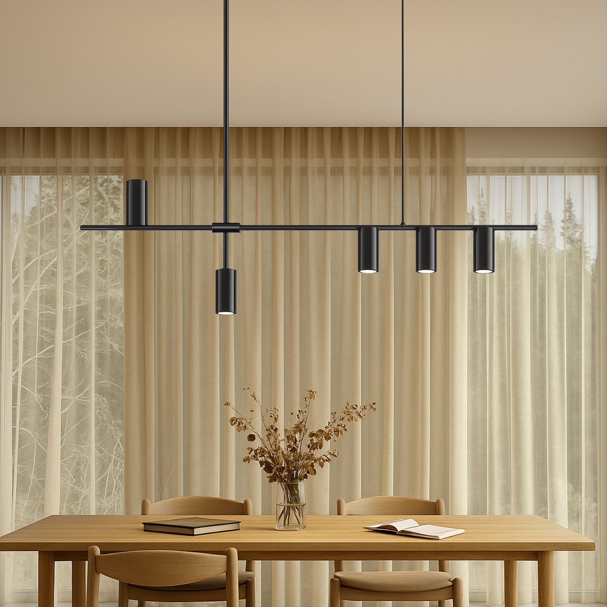 Minimalist black kitchen pendant lamp 1