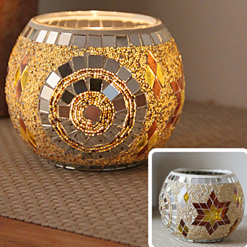 MosaicGlow | Elegant Handcrafted Glass Tealight Holder 1