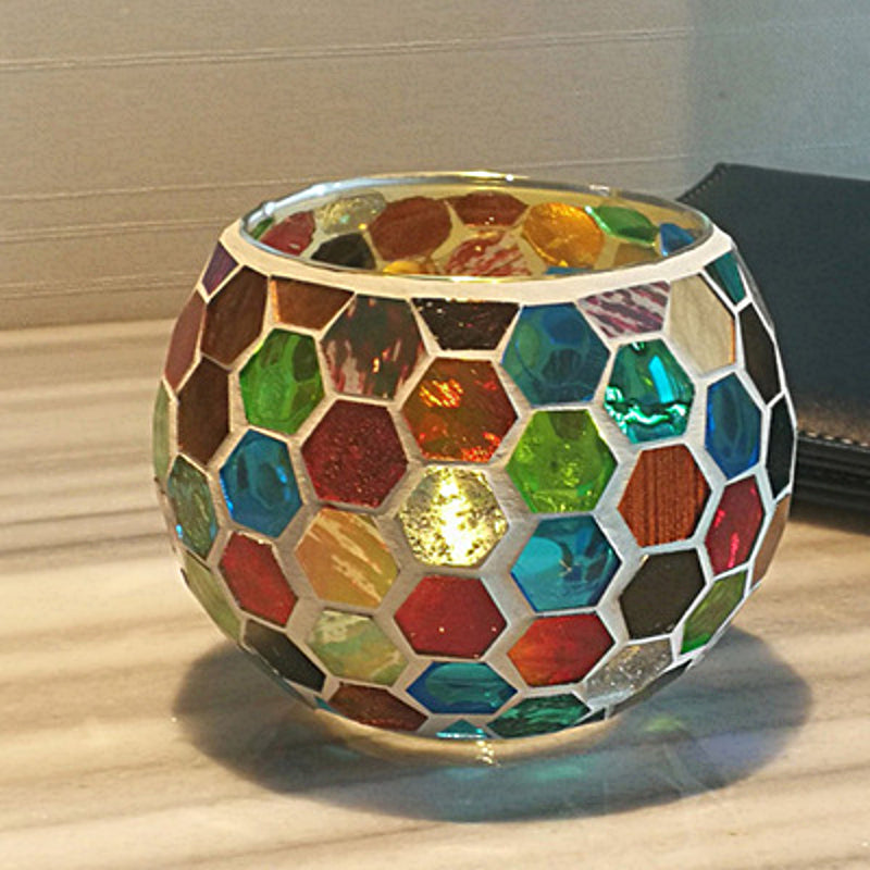 MosaicGlow | Elegant Handcrafted Glass Tealight Holder 11