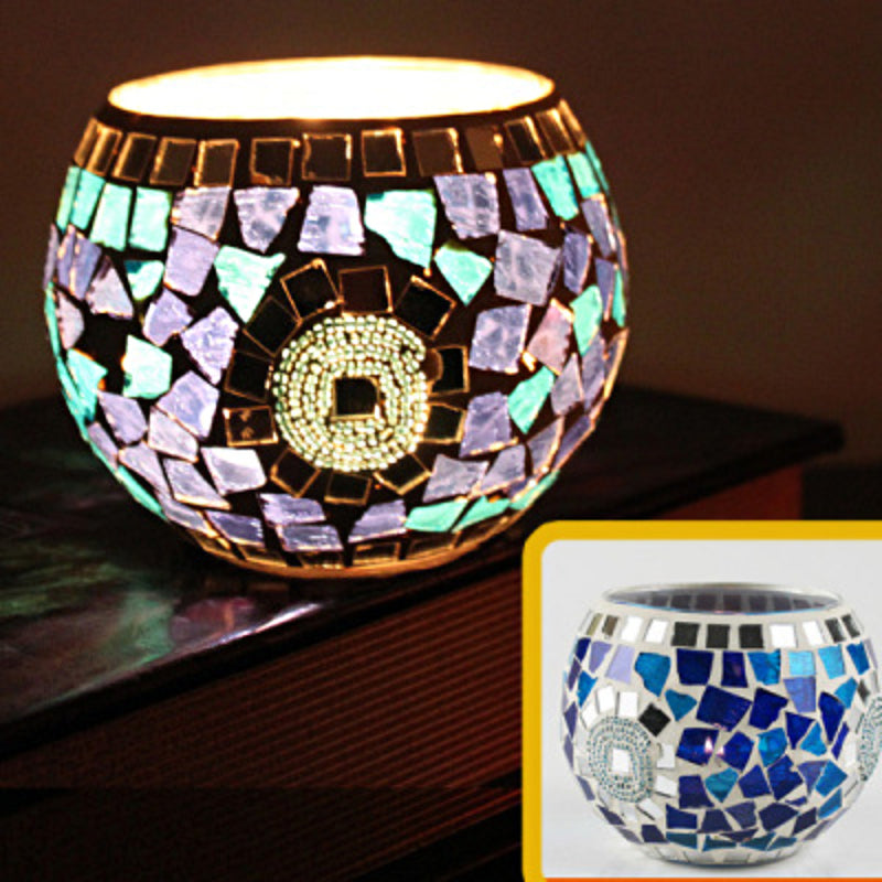 MosaicGlow | Elegant Handcrafted Glass Tealight Holder 12