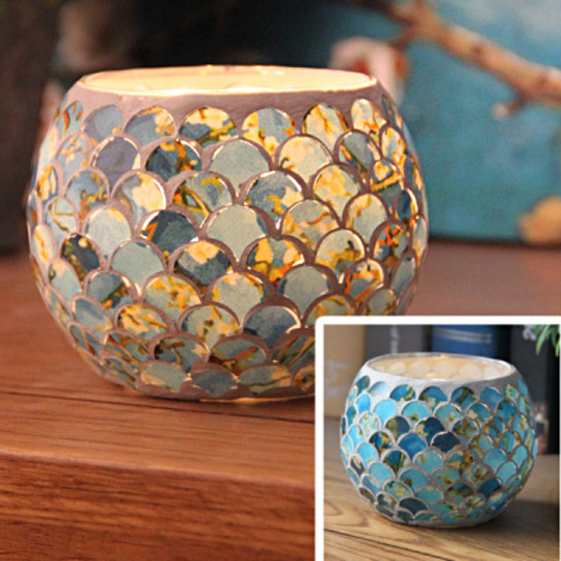MosaicGlow | Elegant Handcrafted Glass Tealight Holder 13