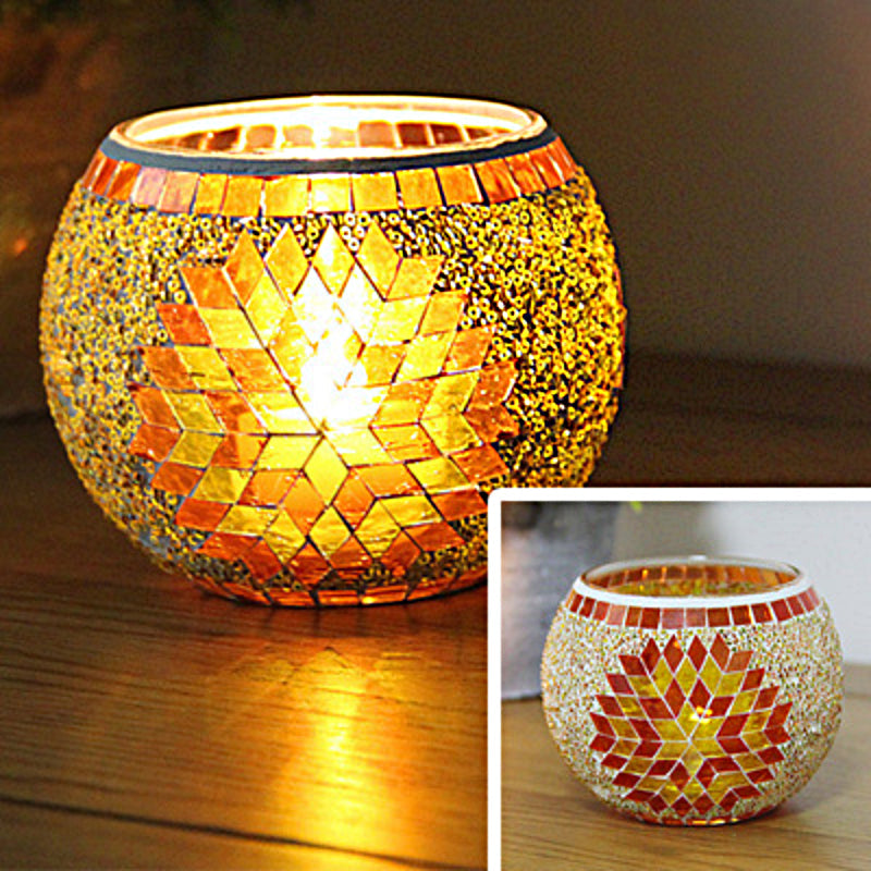 MosaicGlow | Elegant Handcrafted Glass Tealight Holder 16