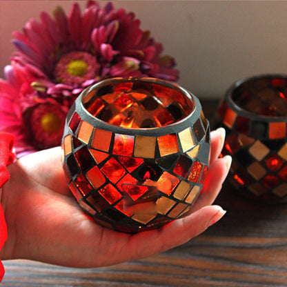MosaicGlow | Elegant Handcrafted Glass Tealight Holder 21