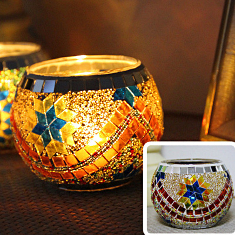 MosaicGlow | Elegant Handcrafted Glass Tealight Holder 22