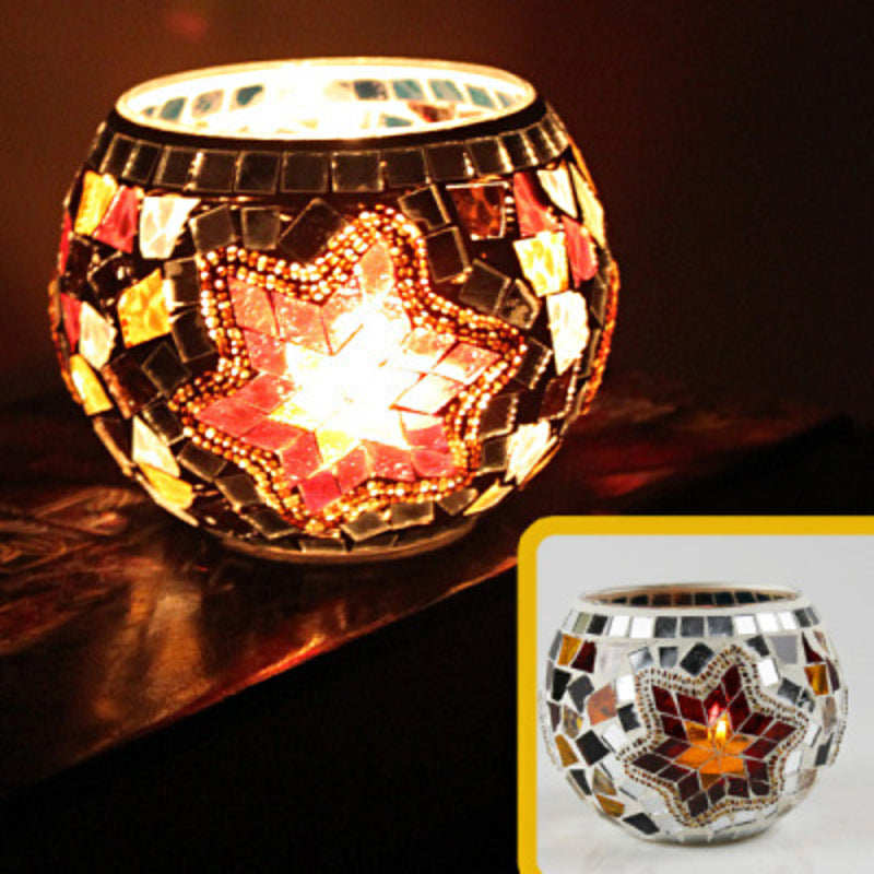 MosaicGlow | Elegant Handcrafted Glass Tealight Holder 9