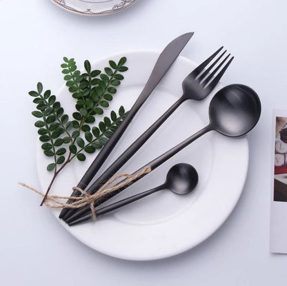 Napoli | Elegant Modern Black Stainless Steel Cutlery Set for Dining 1