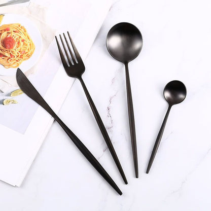 Napoli | Elegant Modern Black Stainless Steel Cutlery Set for Dining 3