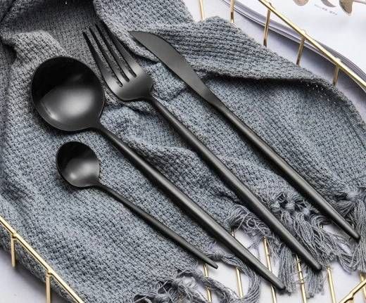 Napoli | Elegant Modern Black Stainless Steel Cutlery Set for Dining 5