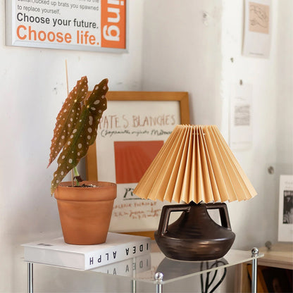 GentleNavia - Table Lamp with Elegant Pleated Shade and Soft Glow
